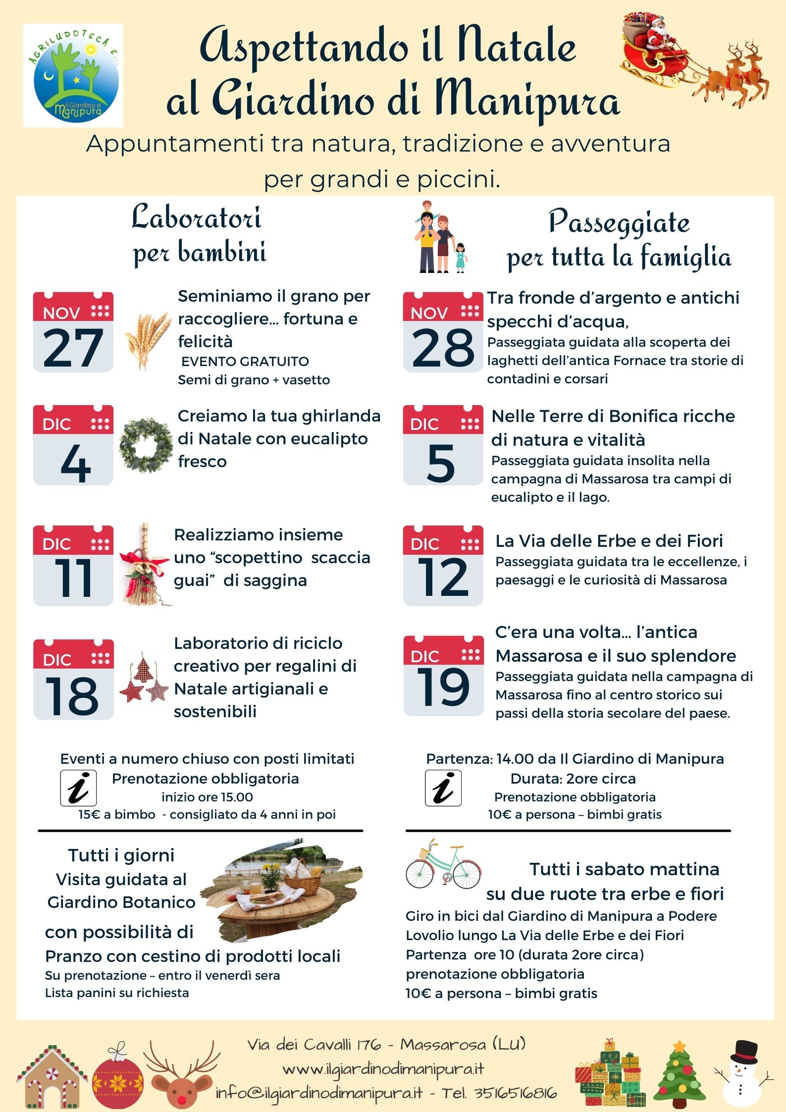 calendario eventi al giardino di manipura per natale 2021