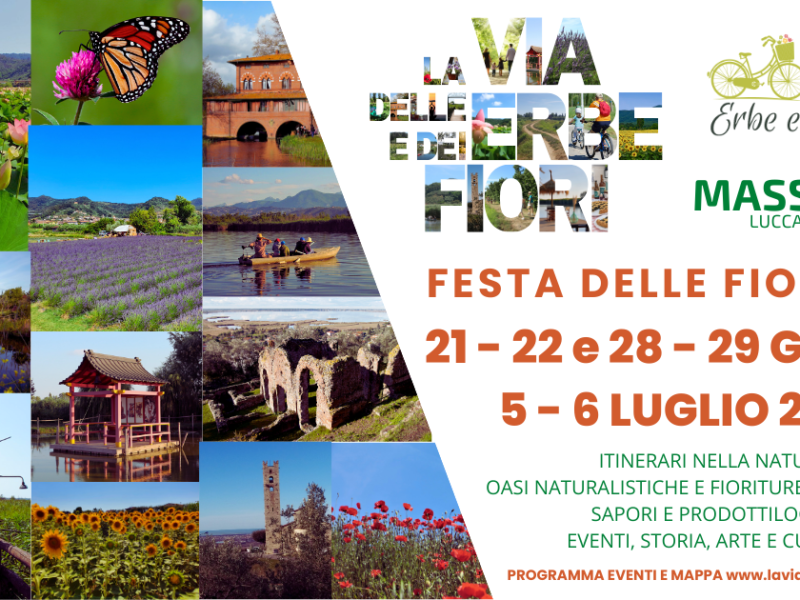 PROGRAMMA EVENTI 2025 FESTA DELLE FIORITURE su LA VIA DELLE ERBE E DEI FIORI a MASSAROSA (LU)