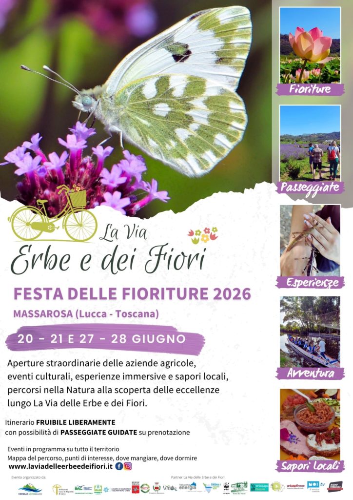LOCANDINA DATE 2026 LA VIA DELLE ERBE E DEI FIORI MASSAROSA LUCCA TOSCANA