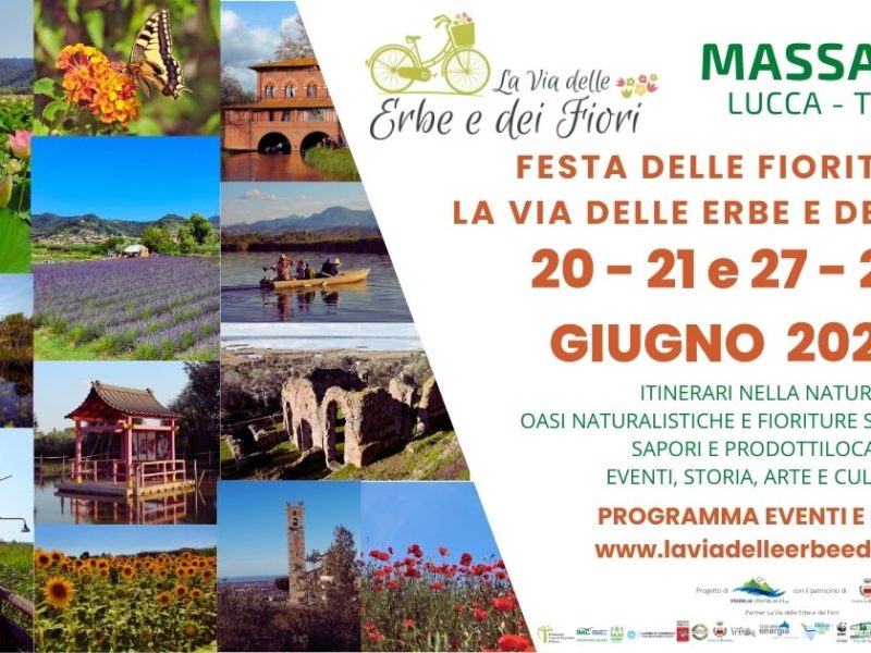 PROGRAMMA EVENTI 2026 FESTA DELLE FIORITURE su LA VIA DELLE ERBE E DEI FIORI a MASSAROSA (LU)